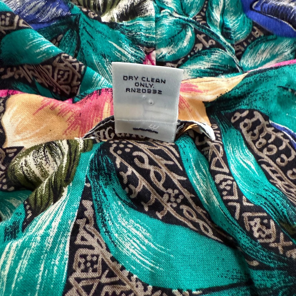 Jacque & Koko Vintage 90s Floral Romper Plus Size 18/20 Tropical Rayon Teal Pink - Picture 6 of 12